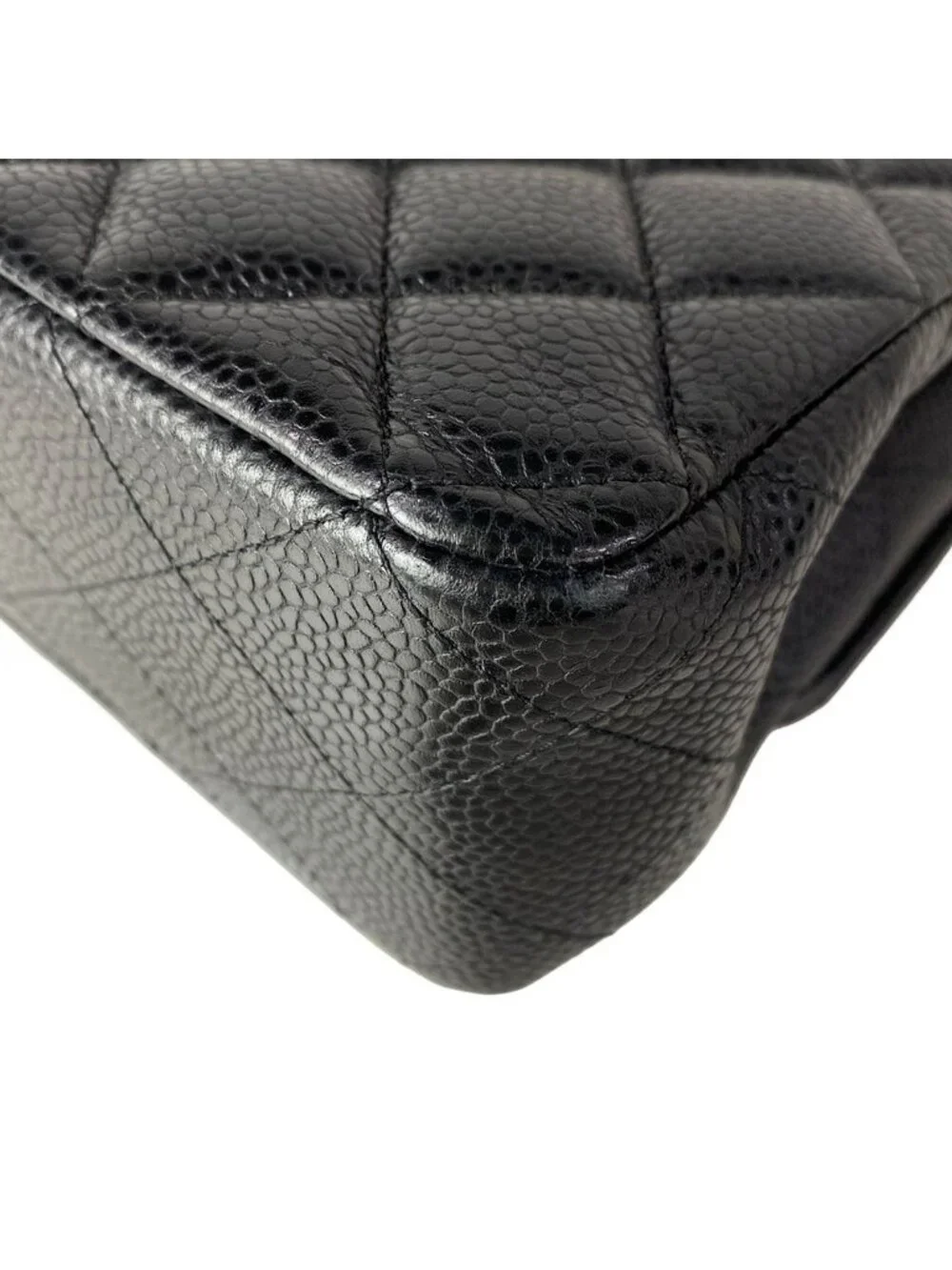 Chanel Shoulder Bag Double Flap Quilted Black Chain Silver